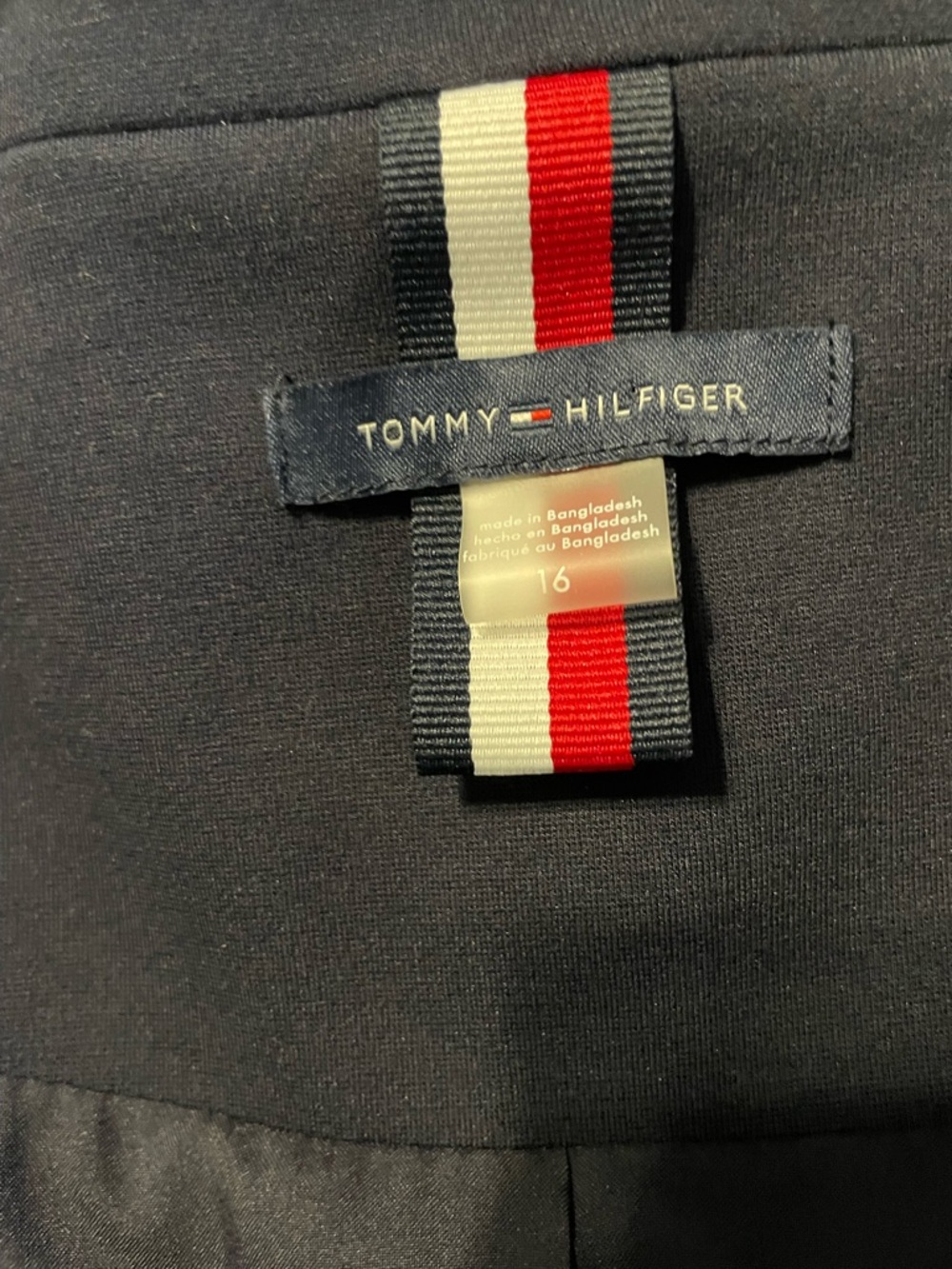 Tommy Hilfiger Navy Blazer Jacket Contrast Trim Classic Preppy Chic Size 16 - Picture 6 of 7